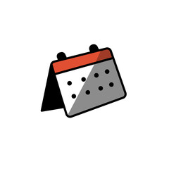 Calendar icon cartoon vector. education and business stationery. white and red colour