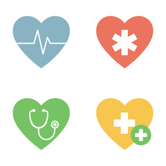Obraz premium Medical Heart Icons Representing Healthcare Emergency Services and General Wellness