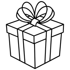 Minimalist Gift Box Outline Vector