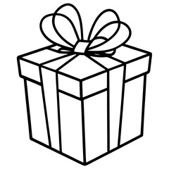 Minimalist Gift Box Outline Vector