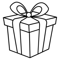 Minimalist Gift Box Outline Vector