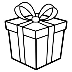 Minimalist Gift Box Outline Vector