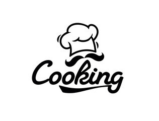Chef cook icon for cooking school or cuisine restaurant, vector emblem. Chef cook icon with toque hat and mustaches for restaurant menu, bistro or bakery and patisserie cafe sign and fast food symbol