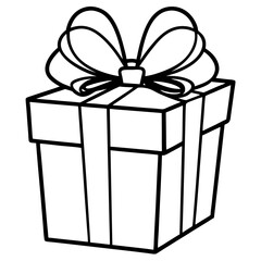 Minimalist Gift Box Outline Vector