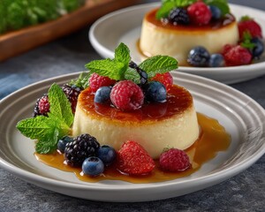 Creamy dessert topped with berries (1)