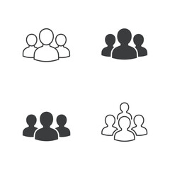 Group of People Icon Set Representing Teamwork and Community Engagement