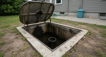 Open Septic Tank Access Point Outdoors