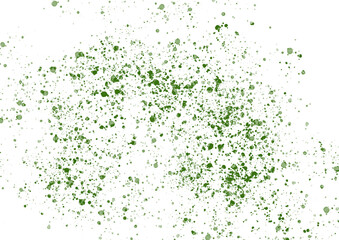 Chaotic Green Splashes on Black Transparent Background