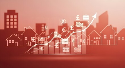 A graph showing growth in the real estate market, reflecting increasing property values and investment trends in the finance and business sector