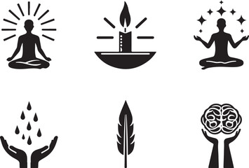 Serene mindfulness icons promote inner peace and mental clarity for wellbeing