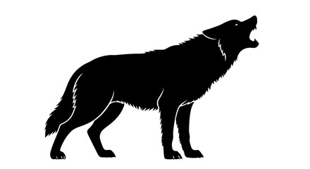 Obraz premium profile view of a howling wolf silhouette, isolated on transparent background: vector graphic for design projects