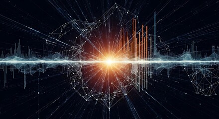 Abstract data visualization network connection technology background design