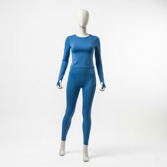 isolated blue activewear set on mannequin