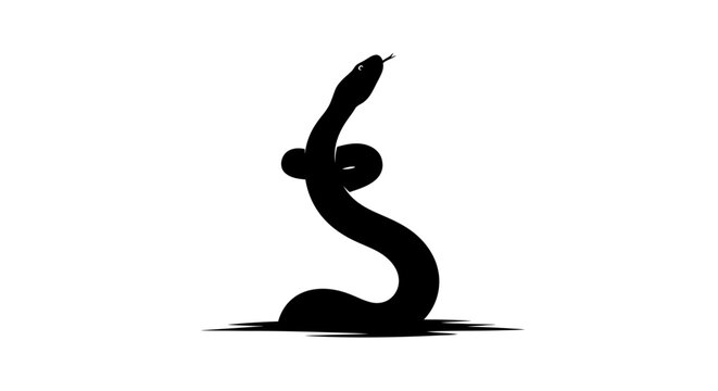 elegant silhouette of a snake coiled and rising, isolated on a transparent background: perfect for logos, designs, and illustrations