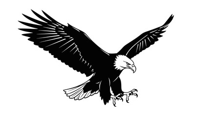 Obraz premium dynamic silhouette of a bald eagle in flight, isolated on transparent background: a powerful vector illustration for design projects