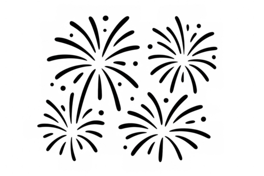 Glowing fireworks bursting, illuminating night sky with vibrant celebration colors