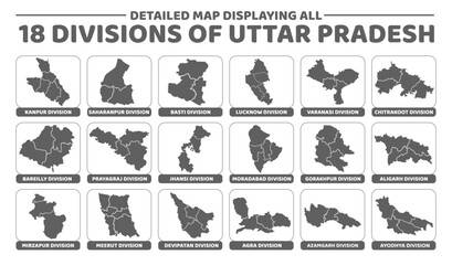 All 18 Administrative Divisions of Uttar Pradesh – Illustrated Map View