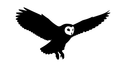 Fototapeta premium side profile of a barn owl in flight: elegant black silhouette isolated on transparent background, perfect for design projects