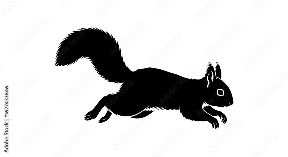 Aufkleber dynamic side profile silhouette of a running squirrel, isolated on transparent background: perfect f