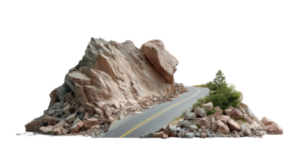 Winding Road Through Rock Formation: A captivating view of a road gracefully curving through a majestic rock formation, inviting exploration and adventure.
