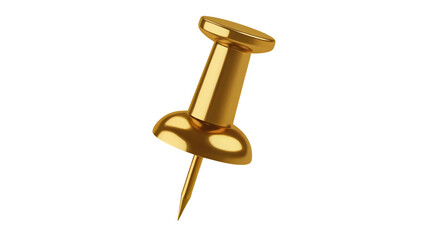 Gleaming golden pushpin, a symbol of importance, strategy, and piercing focus for your projects isolated on transparent background
