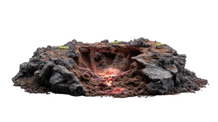 Volcanic Crater : A detailed depiction of a volcanic crater, showcasing the raw power of nature. Its rough, textured surface reveals the intense heat and geological formations.