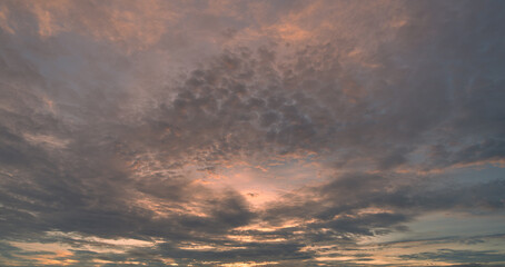 Amazing sea sunset Time lapse Panoramic beautiful, clear blue sky background, clouds with background.
