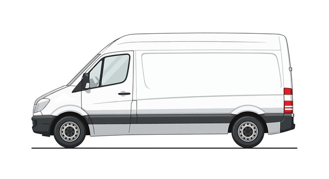 White commercial cargo van side view. Vector illustration template for corporate branding and advertising mockup. - Powered by Adobe