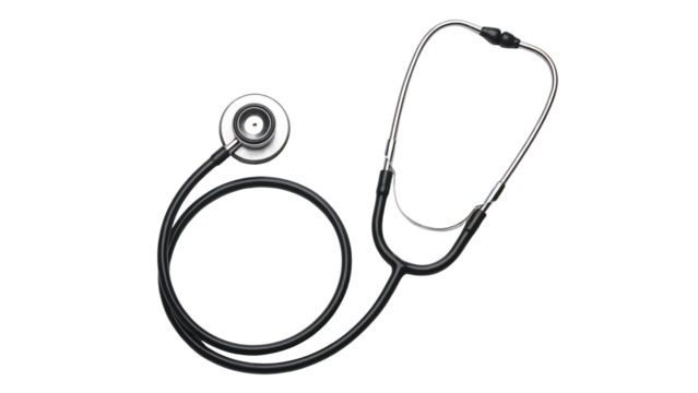Professional stethoscope ready for diagnostic healthcare and medical consultations isolated on transparent background