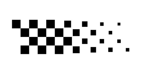 Racing flag background. Diagonal checkered flag pattern in black and white with a fading effect. Classic racing theme for motorsport textiles, banners, graphic, designs. Abstract vector illustration.