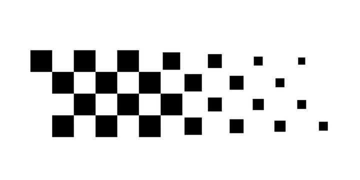 Racing flag background. Diagonal checkered flag pattern in black and white with a fading effect. Classic racing theme for motorsport textiles, banners, graphic, designs. Abstract vector illustration.