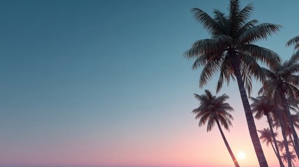 palm trees and sunset beautiful background