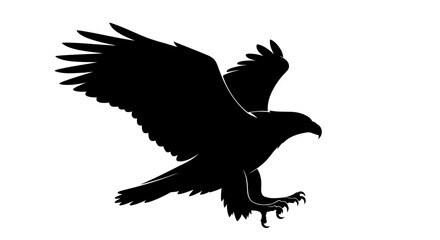 Fototapeta premium majestic eagle silhouette: a powerful vector illustration of a bird of prey landing, isolated on transparent background, ideal for logos, branding, and design projects.