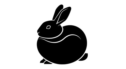 profile view of a silhouetted rabbit, isolated on transparent background: elegant black and white vector illustration, perfect for easter designs, children's books, and branding
