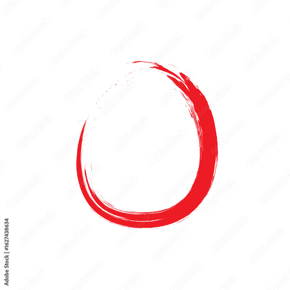 Poster red circular brush stroke design element on a black plain background art work isolated on transparen