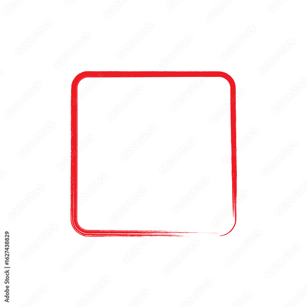 Fototapete a simple square shape with rounded corners outlined in red on black background isolated on transpare
