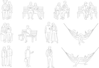 Obraz premium Collection of intricate line art illustrations depicting ancient egyptian figures and hieroglyphic symbols in a stylized artistic representation