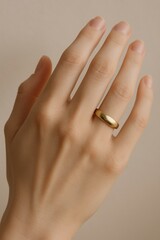 Female Hand with Wedding Ring &ndash; Elegant Close-Up with Natural Light
