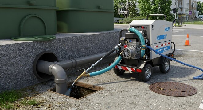 Sewer Cleaning Machine at Work