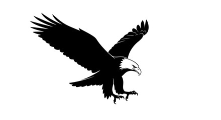 Obraz premium powerful silhouette of a bald eagle in flight, isolated on transparent background: a vector illustration perfect for logos, branding, and design projects