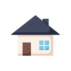 Simple House Icon Illustration with Dark Roof and Brown Door, Flat vector