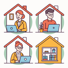 People working from home in their houses