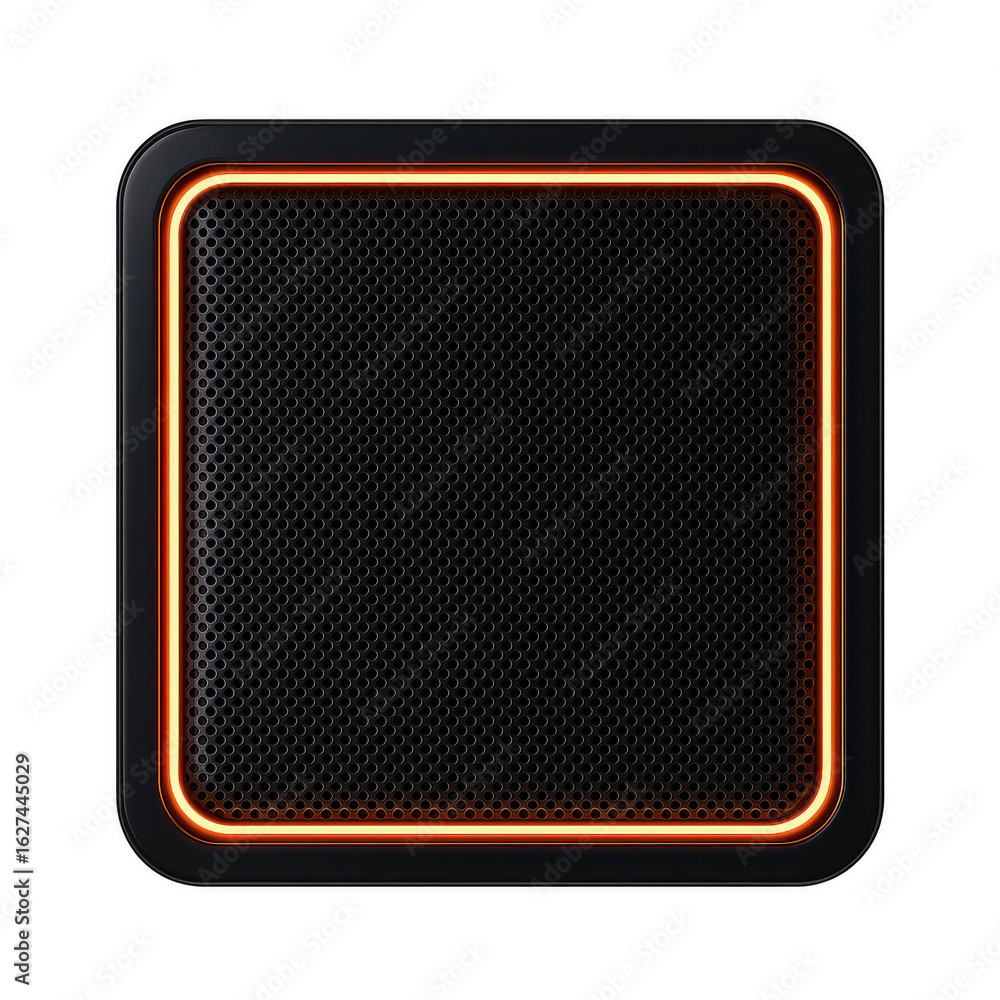 Poster modern square device with illuminated orange border and perforated surface