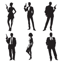 007 silhouette set, Black & White silhouette set