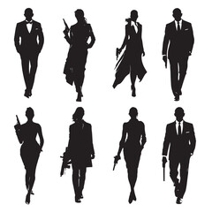 007 silhouette set, Black & White silhouette set
