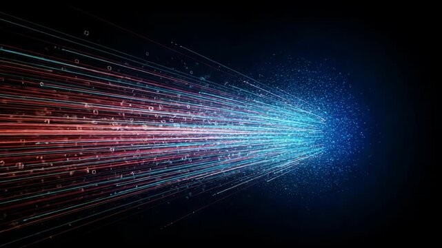 Abstract digital data stream with binary code representing modern information technology