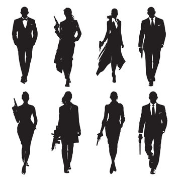 007 silhouette set, Black & White silhouette set
