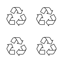 Obraz premium Four Recycle Symbols Arranged in a Square Pattern on White Background, Flat vector