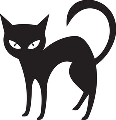 Editable clean and Retro Halloween spooky cat vector or sticker. Cartoon comic groovy characters vector. Unique vector illustration of spooky cat, vector icon illustration