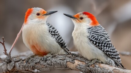 Fototapeta premium Two Pileated Woodpeckers on a branch